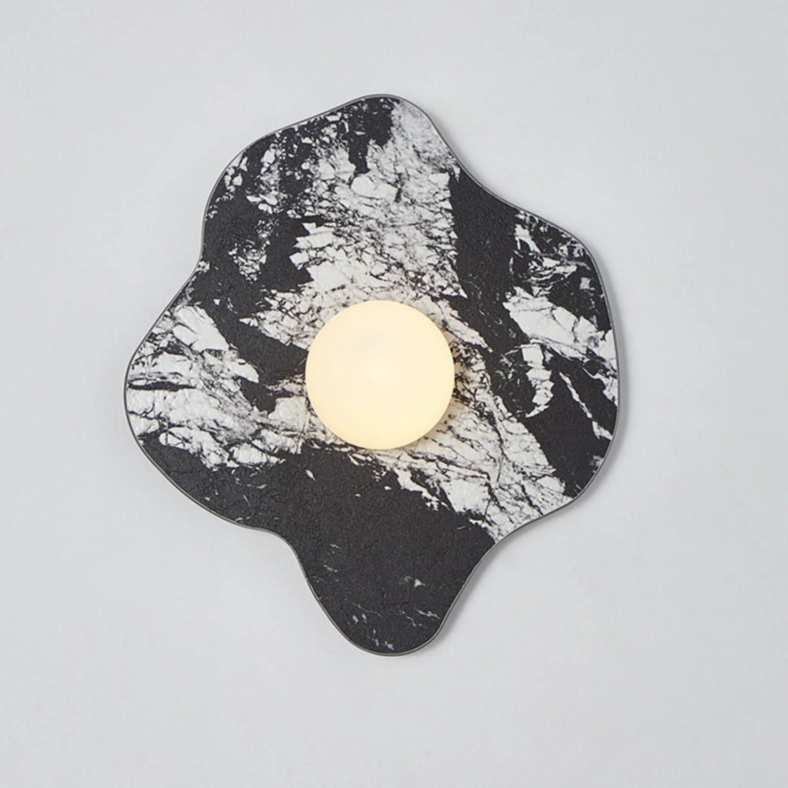 HUAYUSEDF Modern Nordic Marble Wall Lamp, Natural Stone Sconce with Globe Shade, Hardwired G9 Fixture for Bedroom, Hallway, Living Room - Stylish Interior Lighting