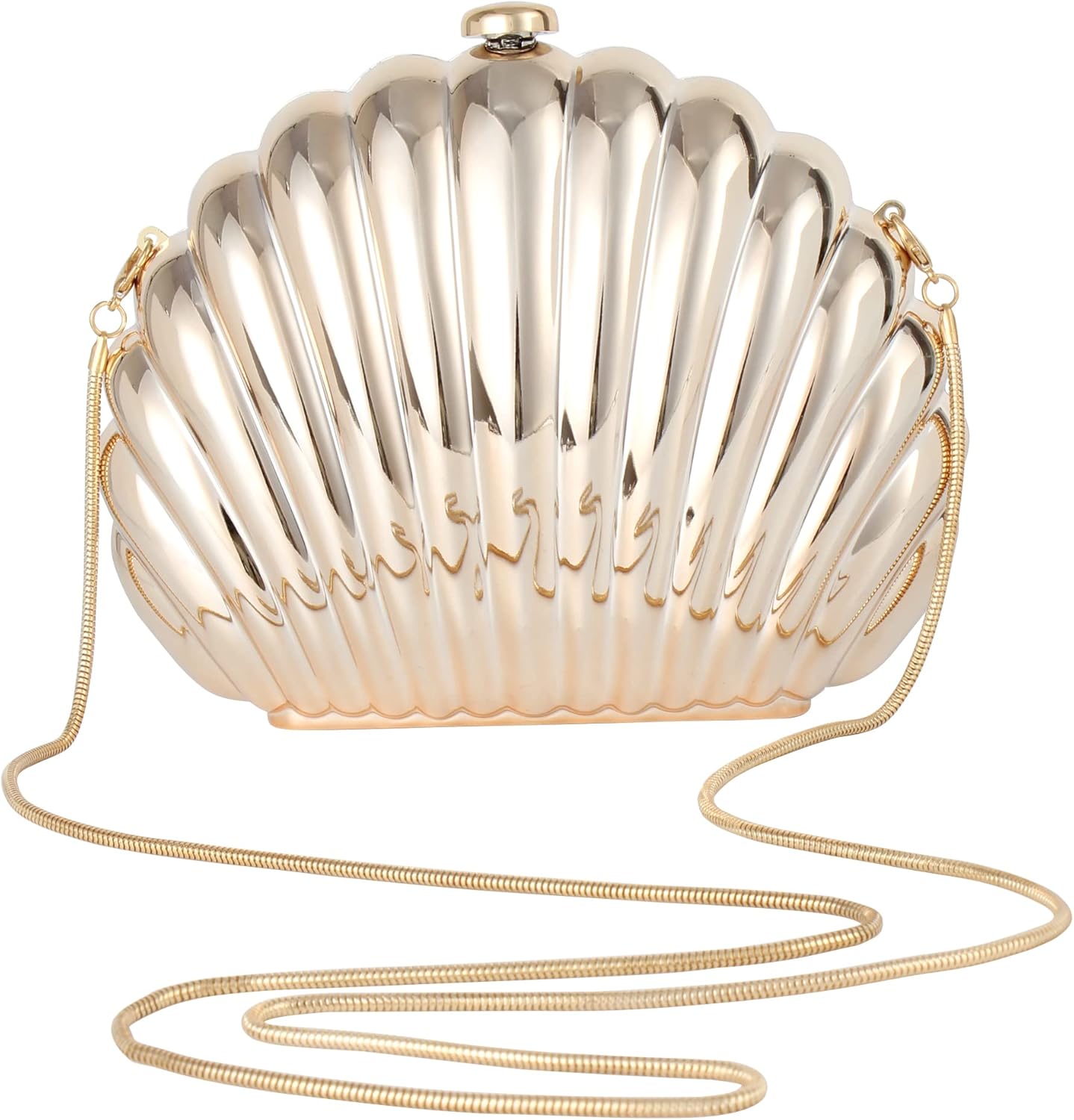 Women Seashell Evening Bag Purse Mermaid Chain Strap Clutch Handbag Shoulder Bag | Seashell, Mermaid, Chain Strap - Image 5