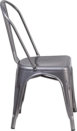 Miniatura 6 de EMMA + OLIVER Silla apilable interior de metal recubierto transparente