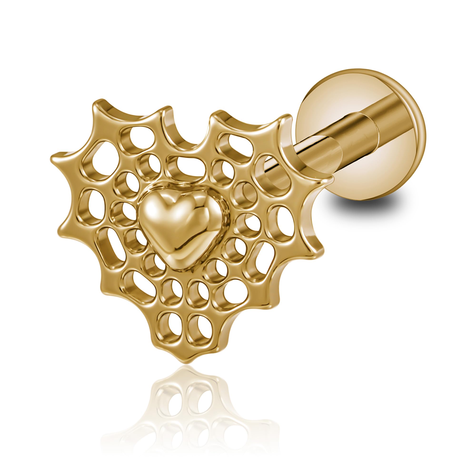 FINE4U 1 pendiente de tuerca de Halloween con parte trasera plana de 18 g, 6 mm, 8 mm, titanio ASTM F136, piercing de oreja para hélice, tragus, caracola, lóbulo