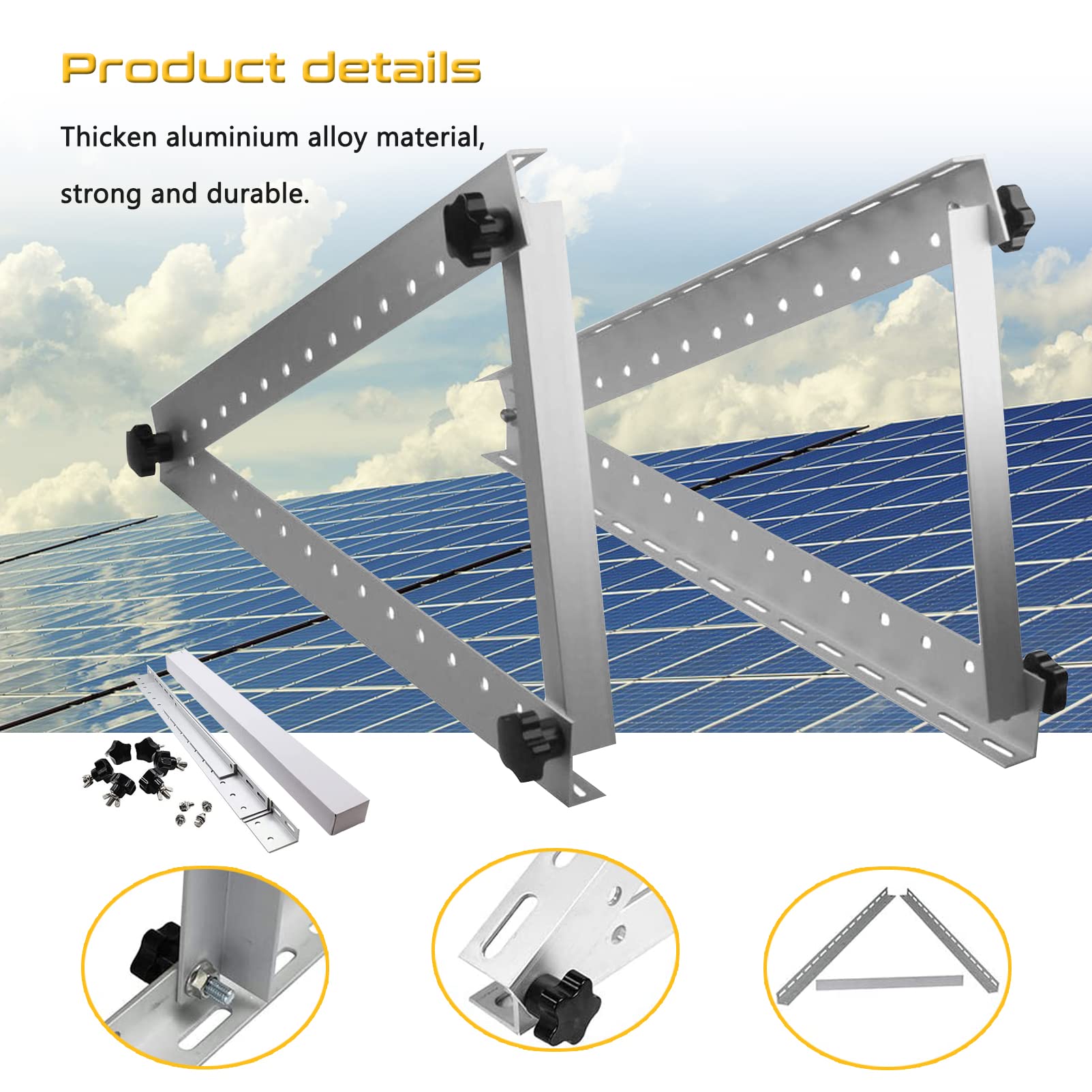Staffa per Rack per Montaggio su Pannello Solare da 28" Staffe di Montaggio inclinabili Regolabili per Pannello Solare con Gambe Pieghevoli Supporto per Pannelli solari da 150 W