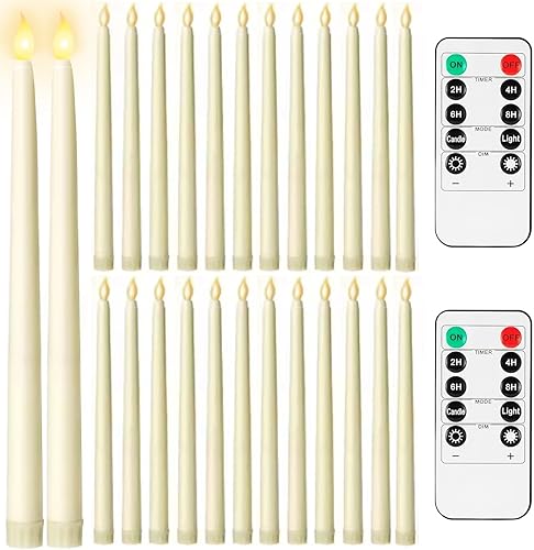 Miniatura 9 de Jaoruizer 48 velas LED cónicas parpadeantes, velas cónicas de plástico sin llama de 11 pulgadas, velas eléctricas parpadeantes a granel, velas