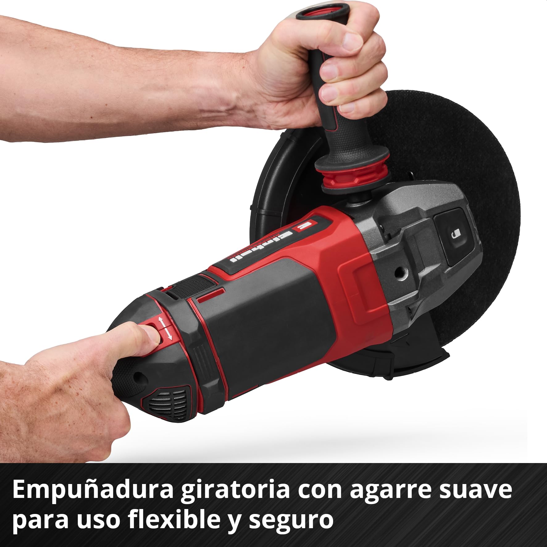 Einhell Professional Amoladora angular TP-AG 230/2400 | 2400 W | Ø 230 mm | corte 71 mm | Empuñadura giratoria | antivibración | protección de corte | Sin disco de corte