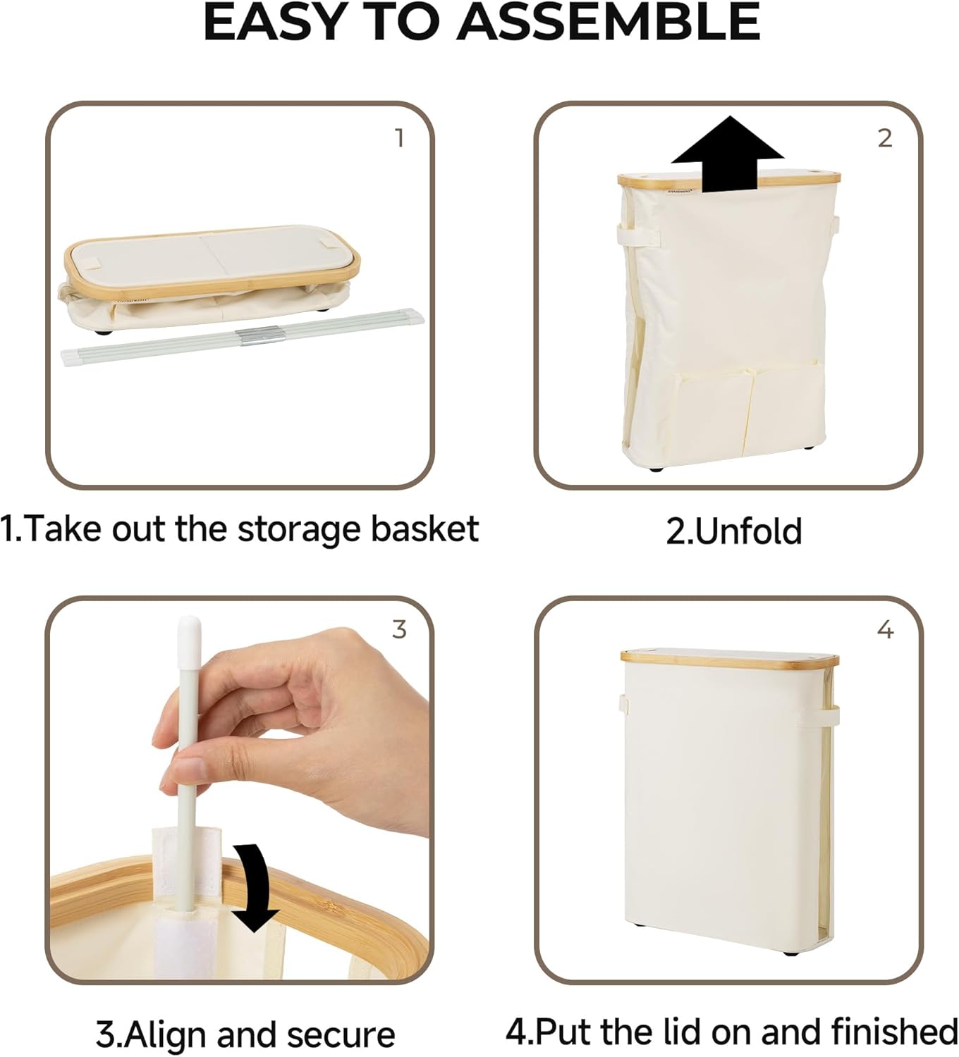 StorageWorks Toilet Paper Storage Baskets with Dual Flip Lids, Toilet Paper Organizer for Bathroom, Toilet Paper Container with Side Pocket, Holds 15 Mega or 20 Regular Rolls, Large, Beige - Image 7