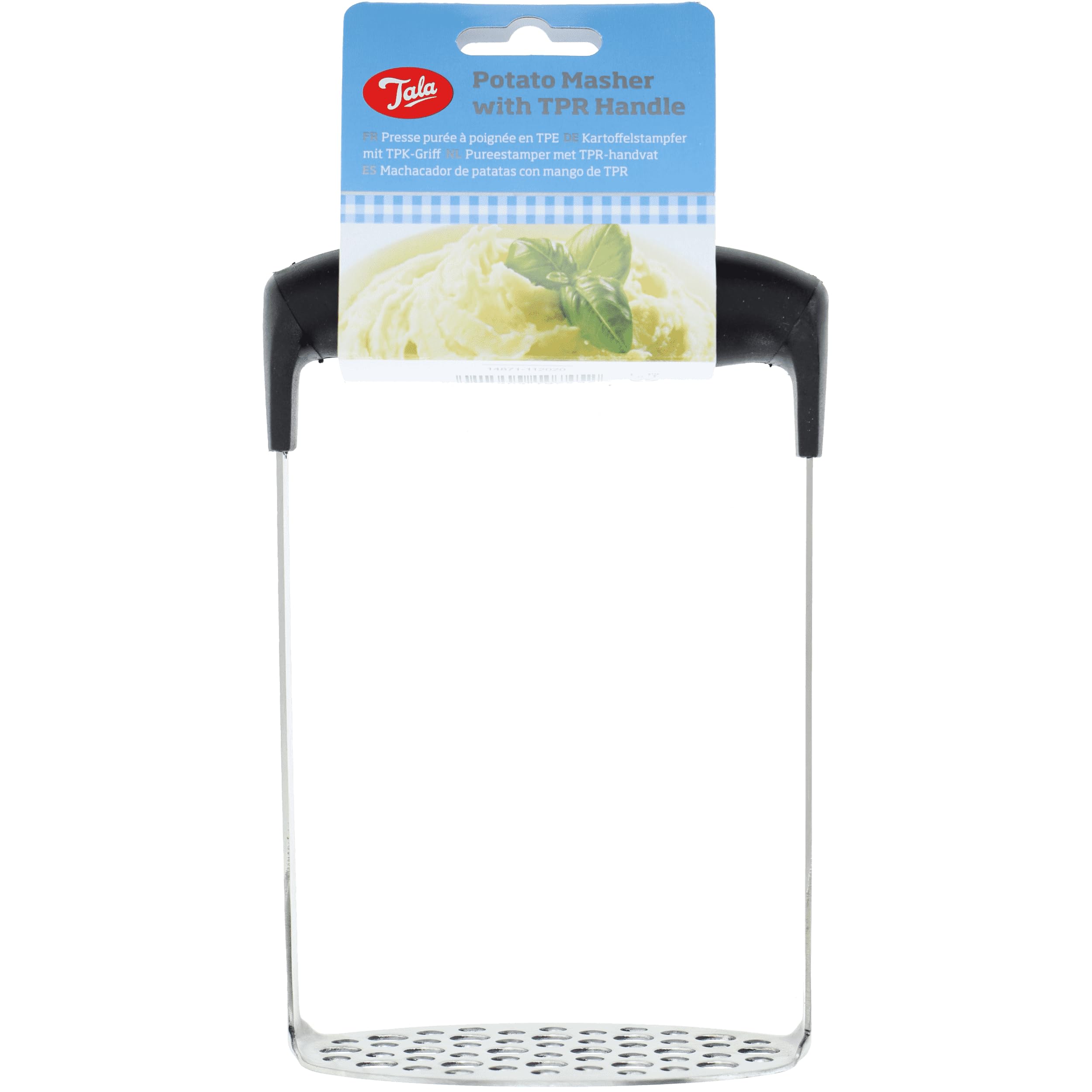 Tala Silver Stainless Steel Potato Masher With Grip Handle, Ideal For Mashing All Food Types With A Grip Handle For Comfortable Use, 8 X 11 X 18 Cm