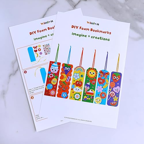 Miniatura 8 de Winlyn Juego de 36 juegos de manualidades de verano, marcapáginas caprichosas, decoraciones de arte, juegos de frutas, golosinas, animales, sol,