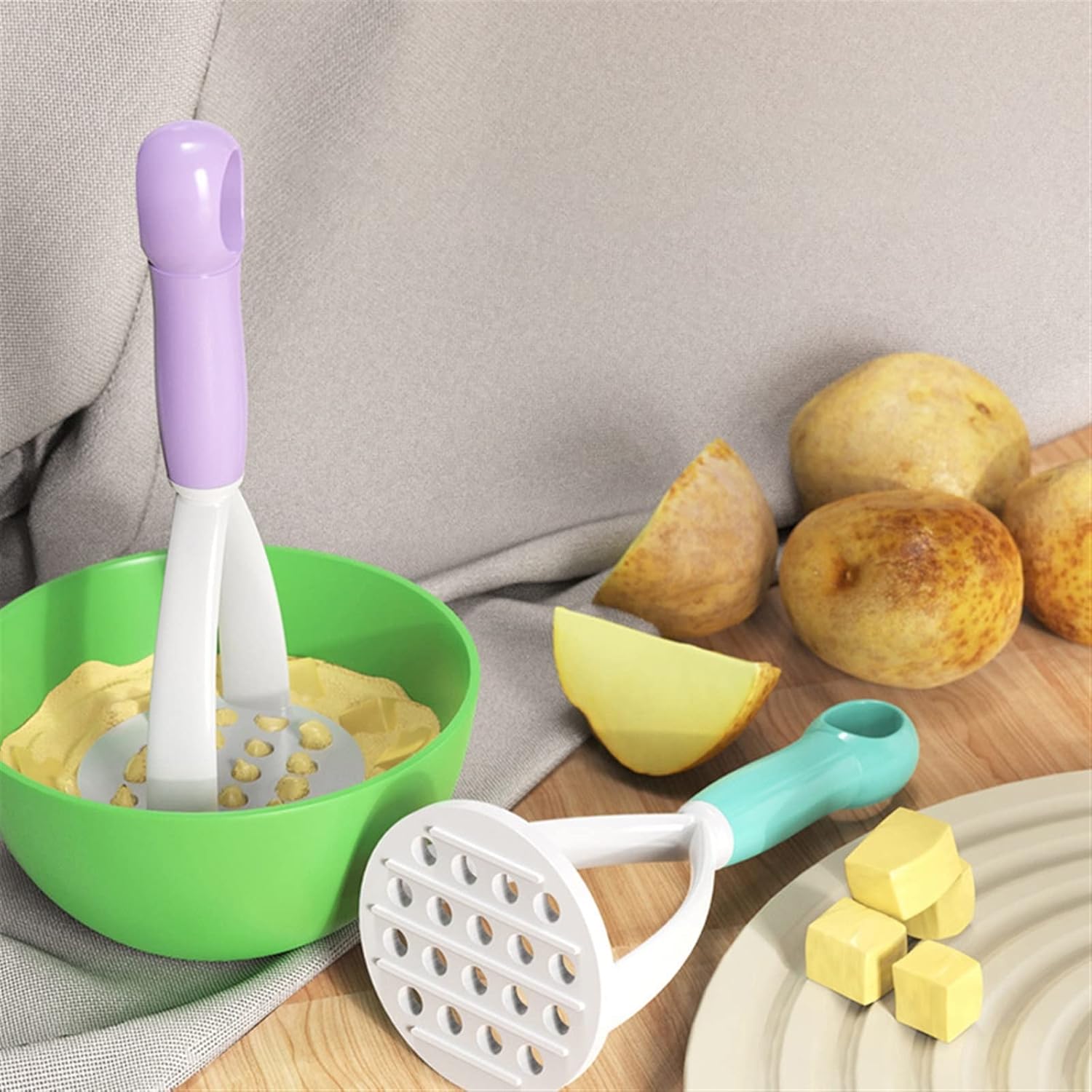 Potato Mashers Kitchen Portable Manual Potato Masher Food Grade Plastic Carrot Pumpkin Mud Press Machine Fruit Vegetable Tools Aid