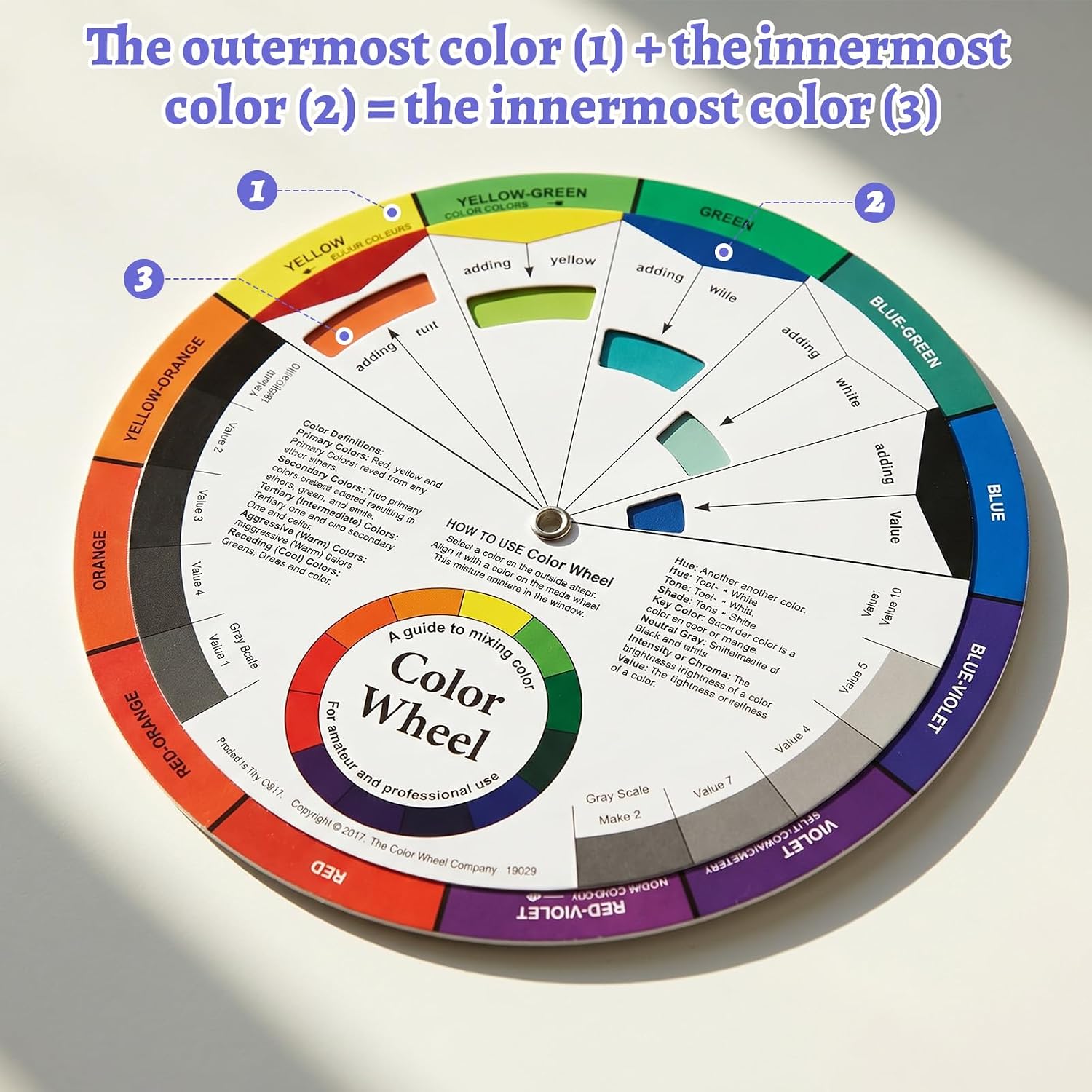 2 Pack Creative Color Wheels for the Artist, Paint Mixing Guide Chart | 9" & 5.5" Waterproof PET Material 360° Smooth Rotation, Color Theory Learning Tool for Watercolor Art Class Teaching Quilting