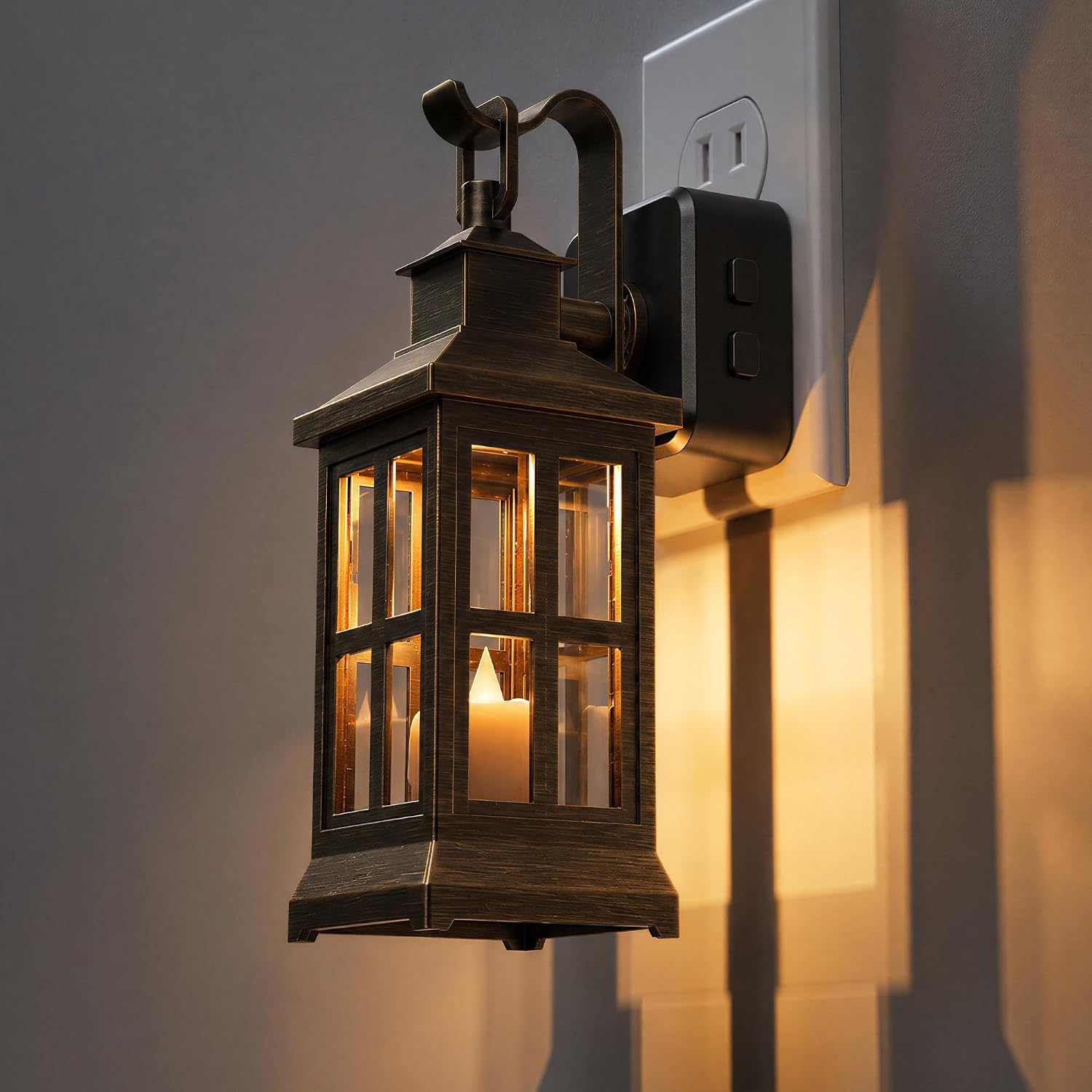L LOHAS LED Night Light, Candle Lantern Night Lights Plug into Wall Flicker