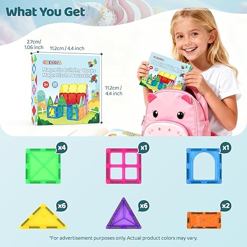 Vista 14 de Crenova - Mini juguetes de viaje para niños pequeños, mini azulejos, 60 bloques de construcción magnéticos para niños, juguetes y juegos, juguete
