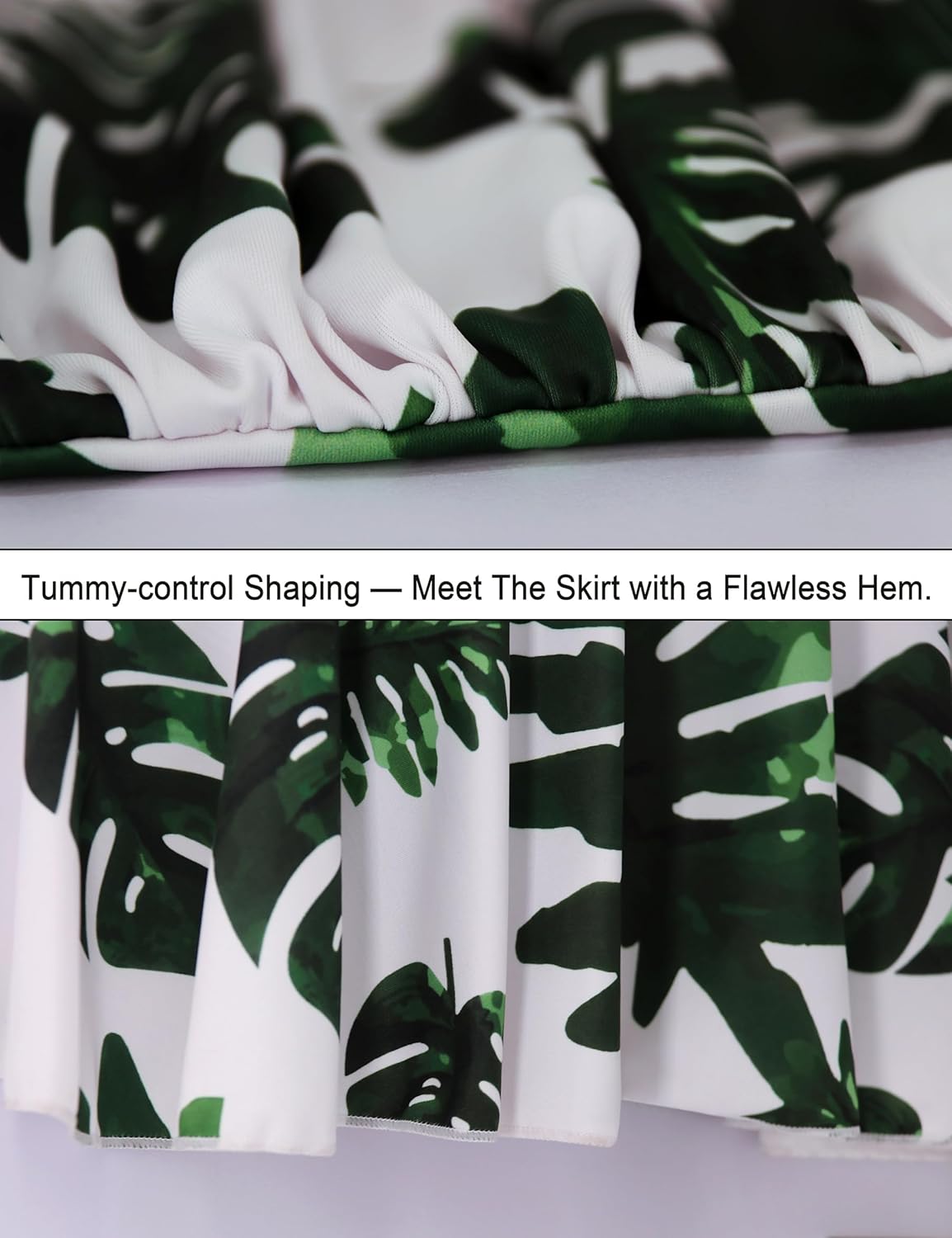 AONTUS Plus Size Hawaiian Print Swimdress for Women Long Torso One Piece Swimsuits with Tummy Control Boy Shorts