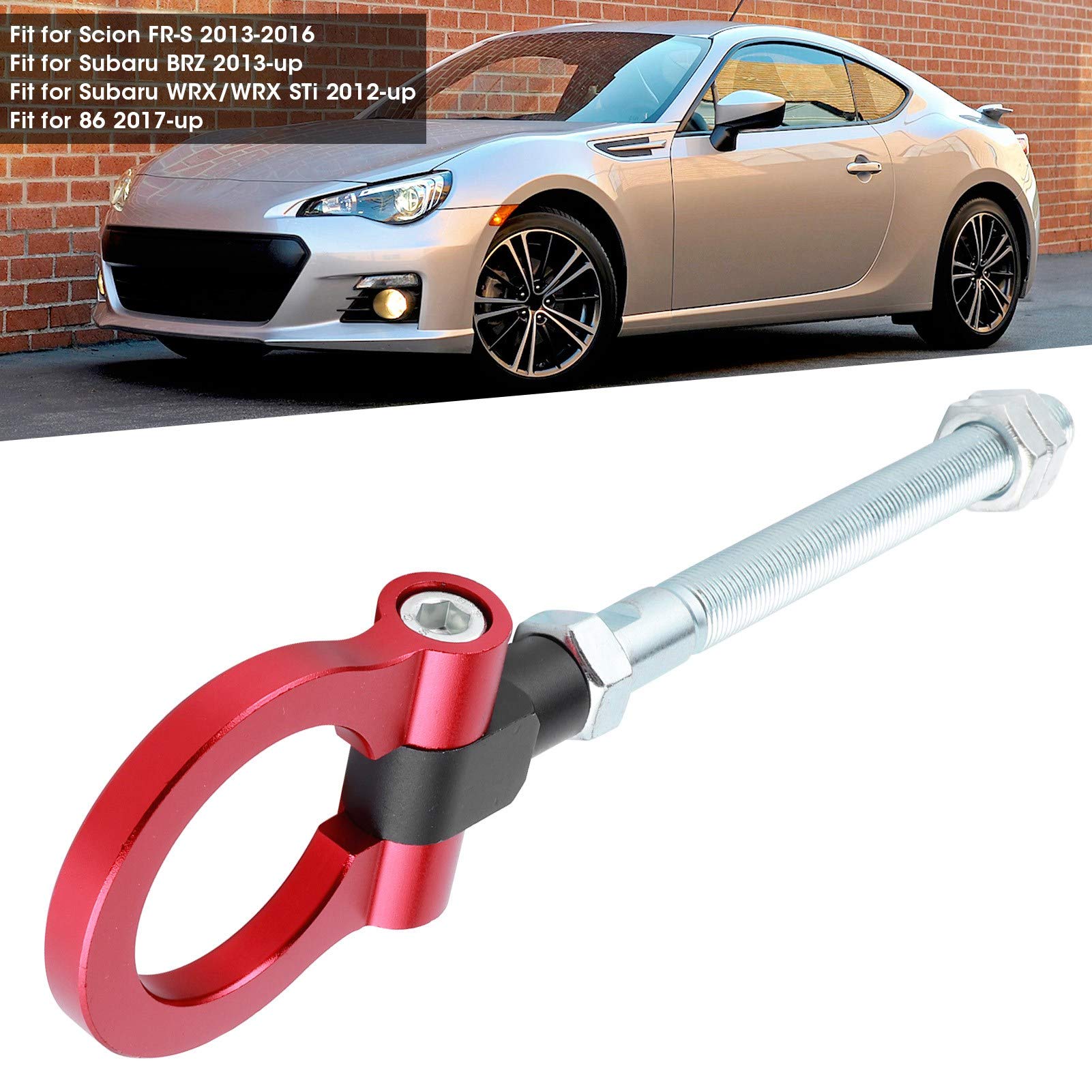 Akozon Crochet de remorquage robuste avec anneau pliable IS2303 pour BRZ /Impreza/WRX/STi (rouge