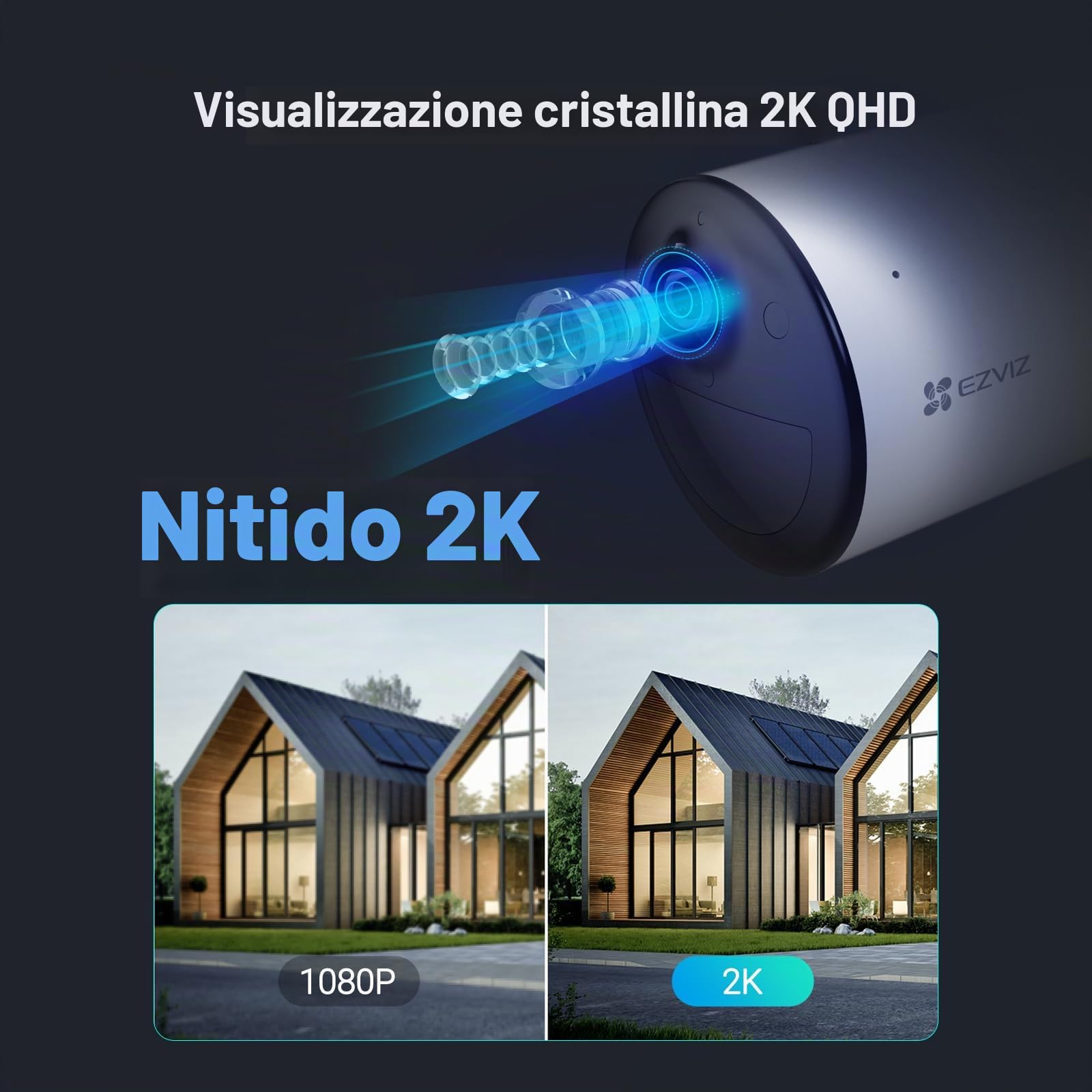 EZVIZ CB3 4G LTE Telecamera da Esterno Senza Fili 2K, Batteria 5200 mAh, Rilevamento Persone/Veicoli con AI, Audio Bidirezionale, Visione Notturna a Colori, IP65