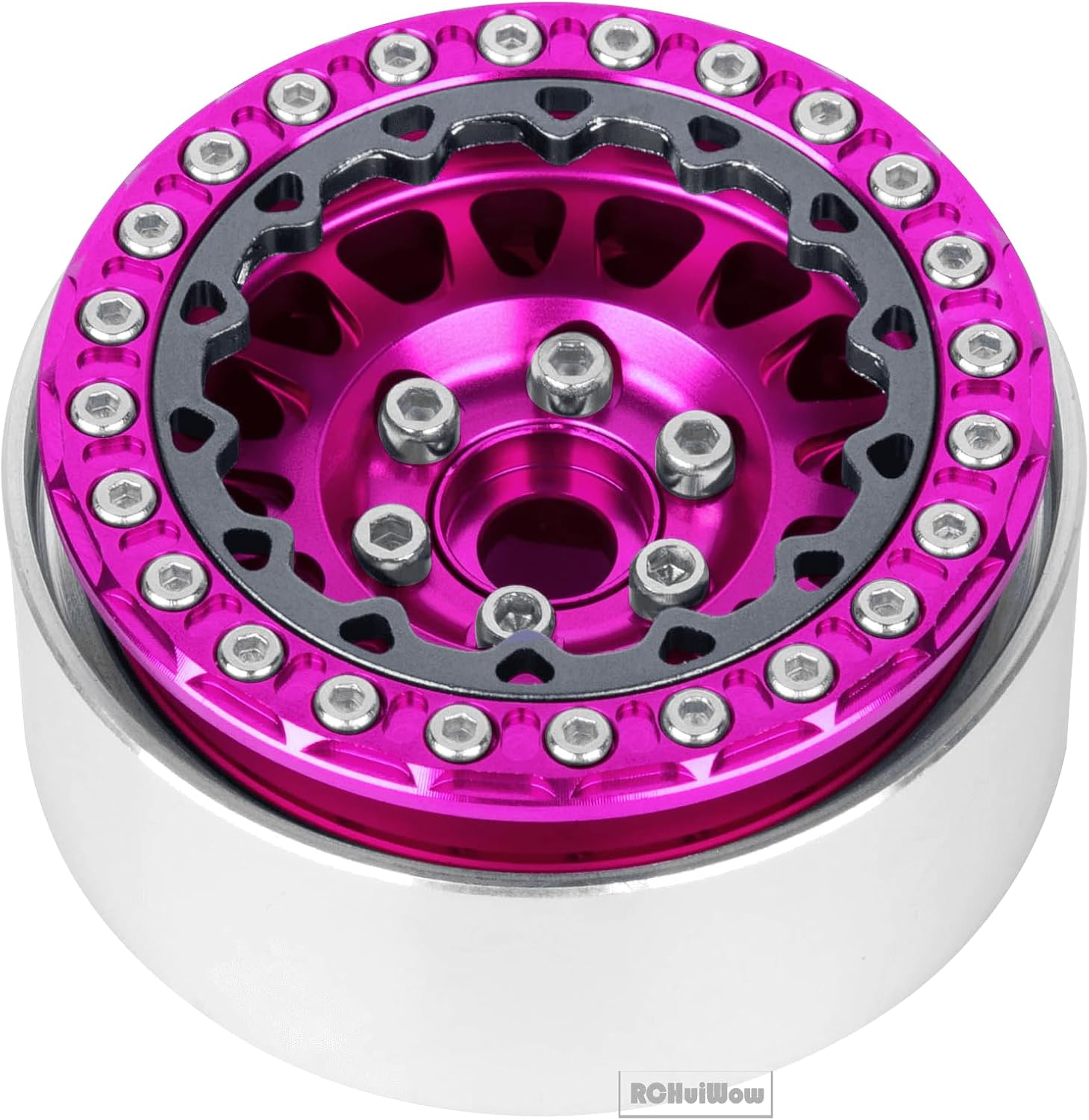 RC 1.9 Beadlock Wheels for 1/10 RC Crawler TRX4 TRX6 SCX10 90046 AX103007 VS4-10 MST CFX RC4WD D90 Red cat Gen8 7,Alloy Aluminium 1.9 rc Beadlock Rims 1.9 rc Wheels,4PCS,Pink