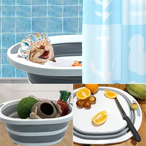 Miniatura 7 de Fhiny Caja de arena abierta para gatos, pequeña caja de arena para gatitos de entrada baja, bandeja para orinal plegable, impermeable, para Gris