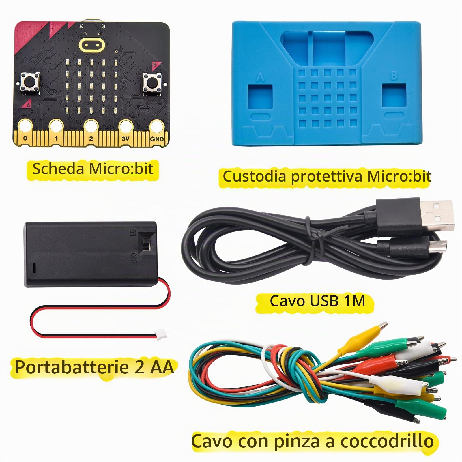 KEYESTUDIO Starter Kit base per BBC Microbit V2, programmazione grafica Bussola Bluetooth integrata, rilevamento del movimento, display a LED codifica per adolescenti + supporto batteria e cavo USB
