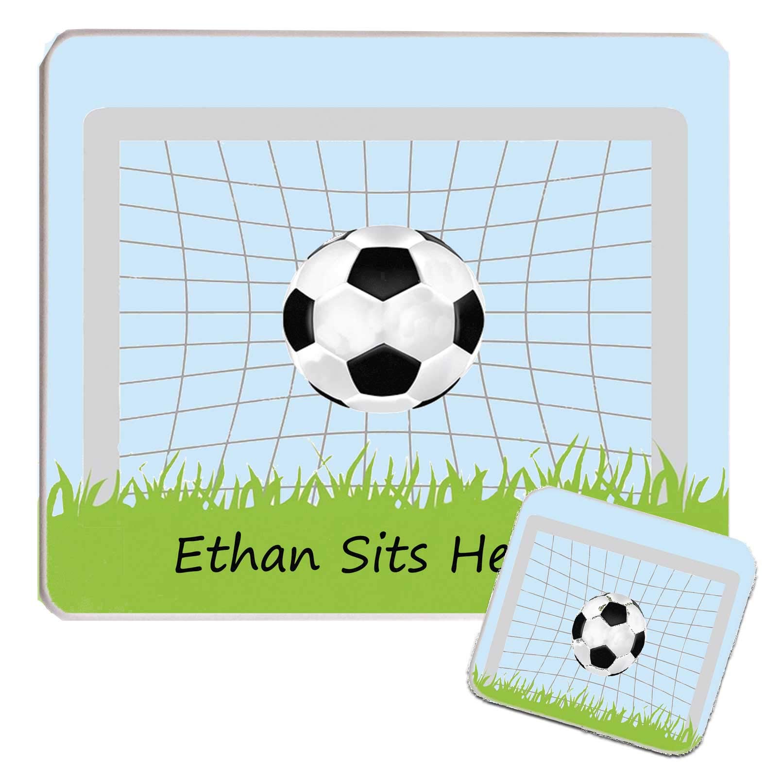 Tigerlilyprints Personalised Football Placemat, Wooden Table Mat, Football Gifts for kids