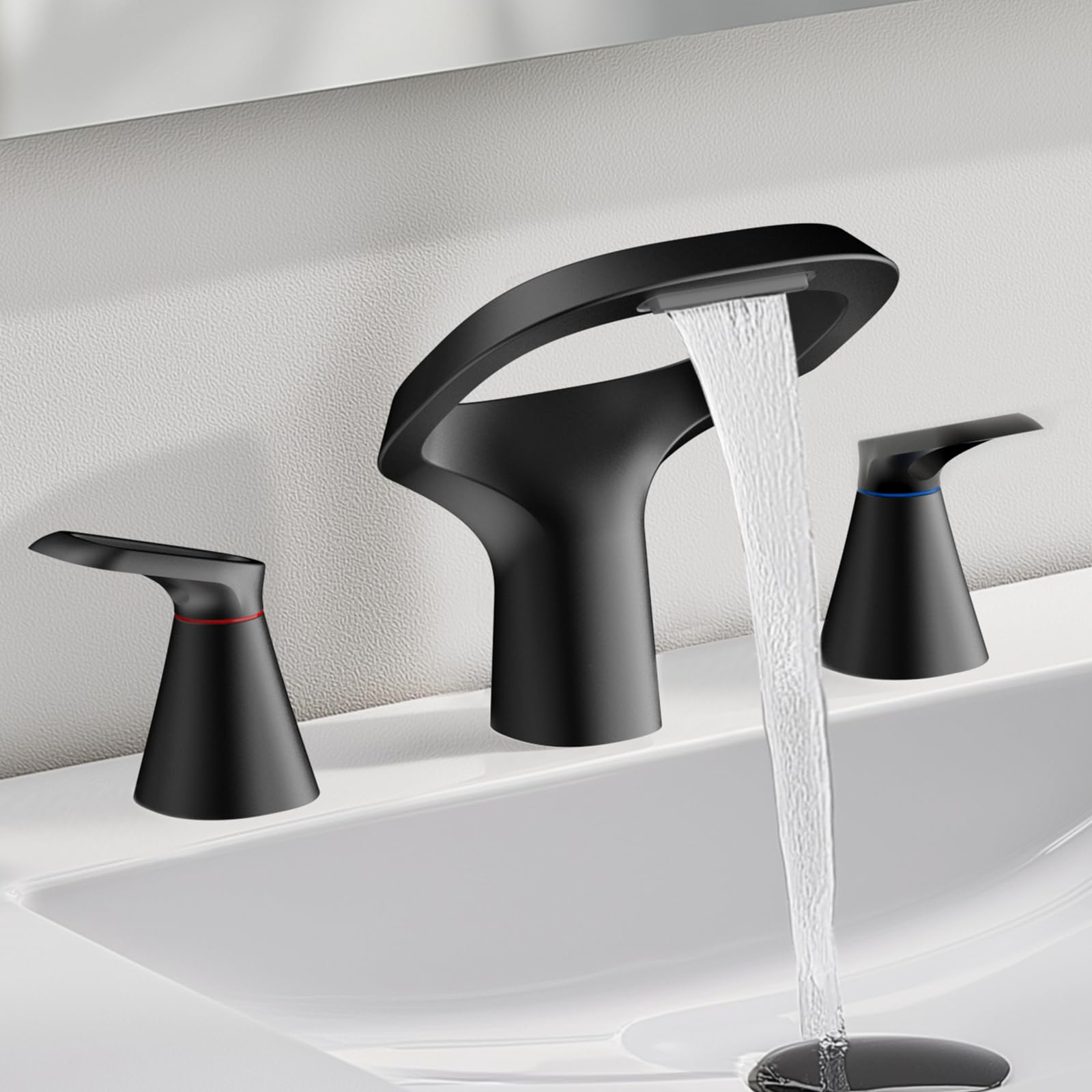 Modern Plumbing Fixtures Black Matte Widespread Modern Bathroom