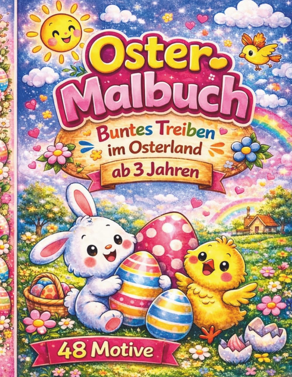 Oster-Malbuch für Kinder ab 3 Jahren - 48 liebevolle Motive für fröhlichen Ausmalspaß: Wenn kleine Hände zu großen Künstler/innen werden- Ideales Geschenk zu Ostern