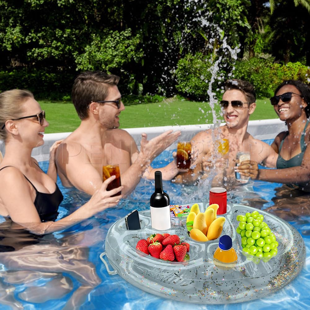 Portabibite Gonfiabile, Galleggiante Porta Bevande, Bar Piscina Portabottiglie Con 8 Fori, Porta Bevande Da Piscina, Portabottiglie Gonfiabile Per L'Estate All'Aperto Piscina Spiaggia