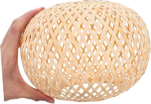 Miniatura 3 de 1 pantalla de lámpara rústica, candelabro, decoración de cesta blanca, candelabro de mimbre, pantalla tejida para lámpara colgante, E27, lámpara de