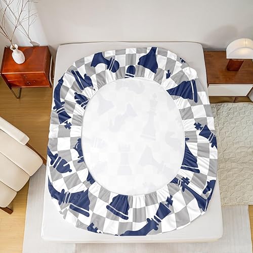Miniatura 5 de Erosebridal Juego de sábanas de ajedrez internacional, tamaño individual, juego de ropa de cama de ajedrez para niños, adolescentes y adultos, juego