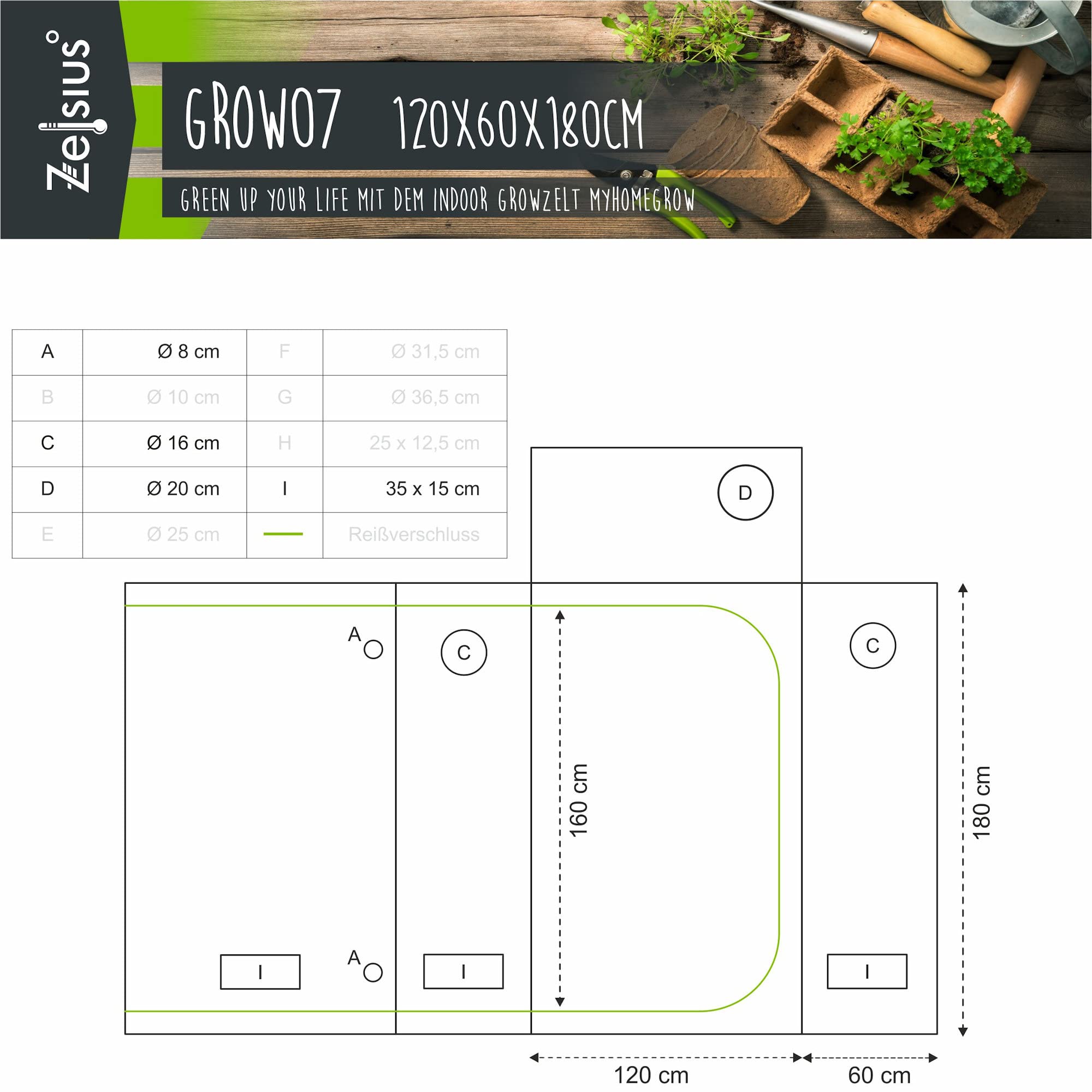 Zelsius Growzelt MyHomeGrow Grow Tent | Indoor Growroom | schwarz grün