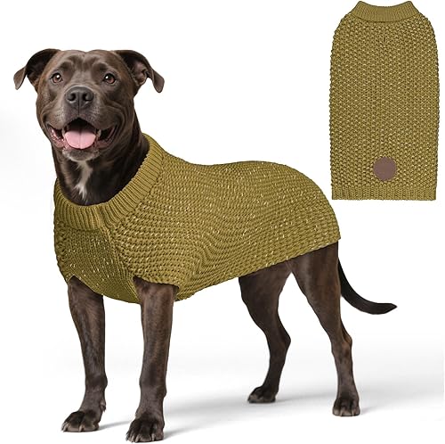 Miniatura 16 de KYEESE Suéter para Perros Grandes con Agujero para Correa Pullover Cálido con Hilo Reflectante Macho Tejido Grueso Elástico de Punto Abrigo