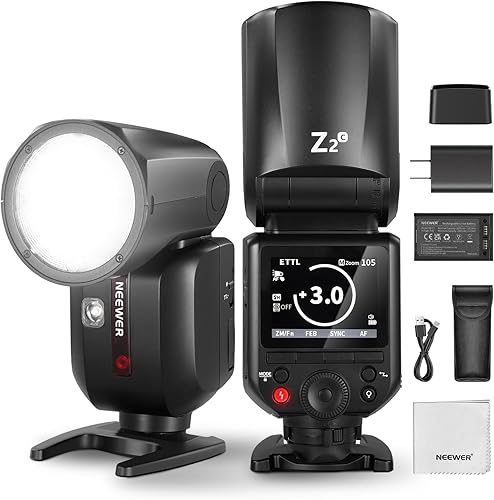 Vista 15 de NEEWER Z2PRO-C 2.4G TTL Flash Speedlite de cabeza redonda compatible con Canon, inalámbrico compatible con Godox, interfaz de usuario mejorada, 76Ws