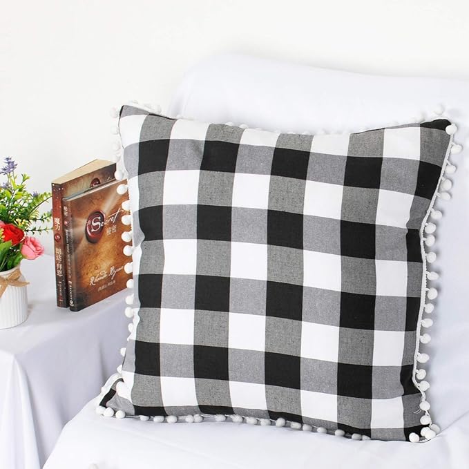 checked throw pillows