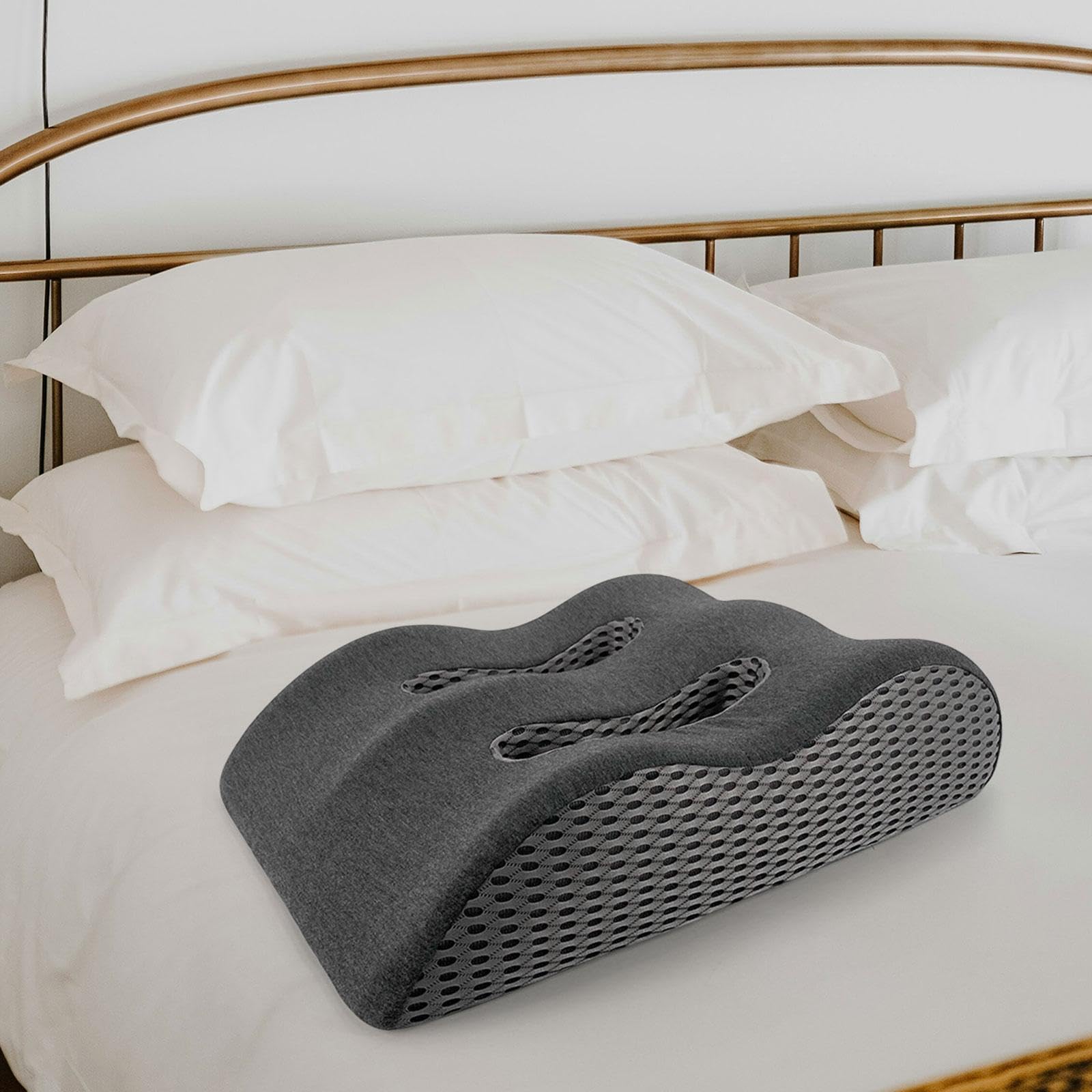Almohada de Apoyo para Las piernas Cómoda Almohada elevada para Descansar Las piernas Espuma viscoelástica para Leer en la Cadera, Gris Oscuro