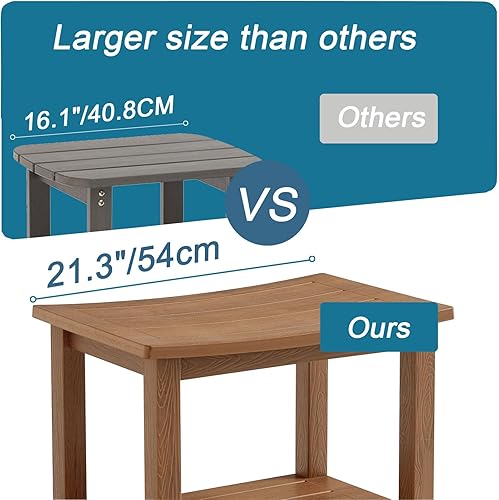 Miniatura 7 de HDPS - Banco de ducha, taburete de baño de madera de polietileno para ducha interior, impermeable, taburete reposapiés para afeitar piernas con pies