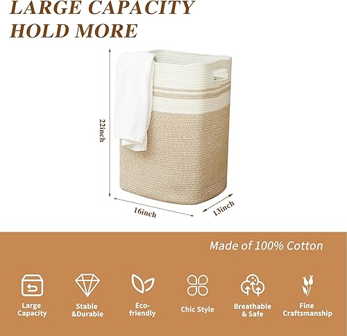 Miniatura 7 de Casaphoria Cesta de lavandería para lavandería, cesta de manta, cesta de almacenamiento para almohadas, cestas para dormitorio, canasta tejida,