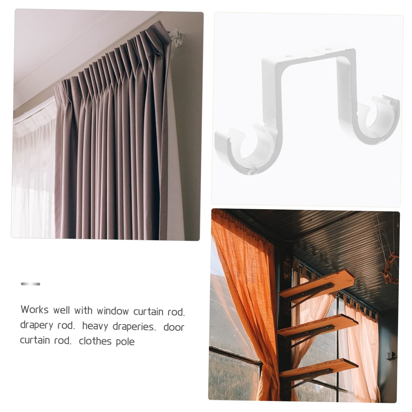 KOMBIUDA 3pezzi Supporto per Bastoni da Soffitto Lega di Alluminio Staffa Doppia per Tende Confezione da Facile Installazione per Decorazioni Interne