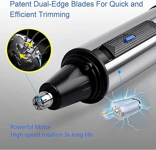 Miniatura 7 de Cortadora de pelo profesional sin dolor para cejas y nariz, recortadora de pelo facial para hombres y mujeres, funciona con pilas, cuchillas de