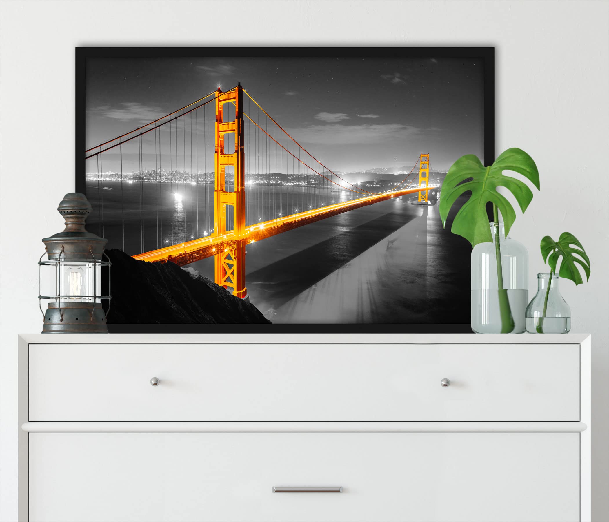 Empire - Poster gigante Golden Gate Bridge, in formato cornice, 100 x 70 cm, stampa artistica incorniciata
