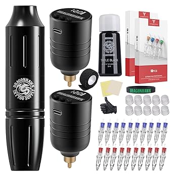Wireless　tattoo machine set　刺青 Dragonhawk Practice Tattoo Kit Wireless Rotary Tattoo