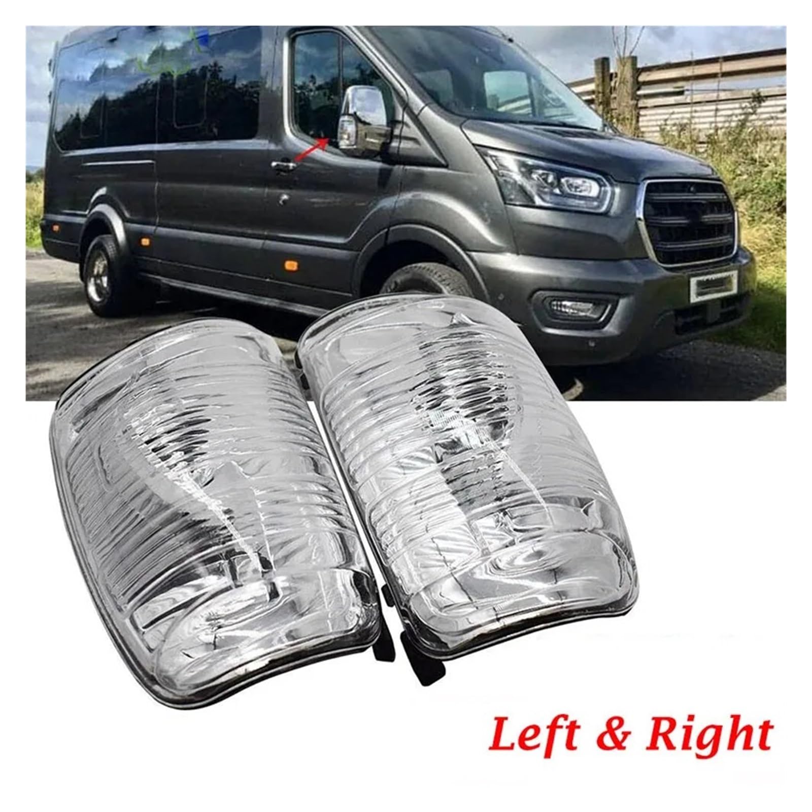 Indicatori Nello Retrovisore Per Ford Transit MK8 2014 2015 2016 2017 2018 2019 2020 2021 2022 Copriobiettivo Trasparente Per Specchietto Retrovisore Auto Indicatore Di Direzione(Left Side)