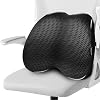 Lumbar Support Pillow Office Chair Car Back Pillow, Ergonomic Lower Back Pain Relief Breathable Air Fiber Cushion for Long Sitting Worker Driver & Handicapped, Adjustable Strap Black