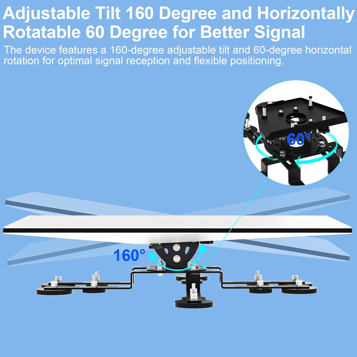 Starlink Gen 3 Magnetic Roof Mount, Adjustable Tilt 160 Degree and Horizontally Rotatable 60 Degree, 376lbs Starlink Internet Satellite Mounting Kit for Starlink Gen3(V3) Dish (Medium)