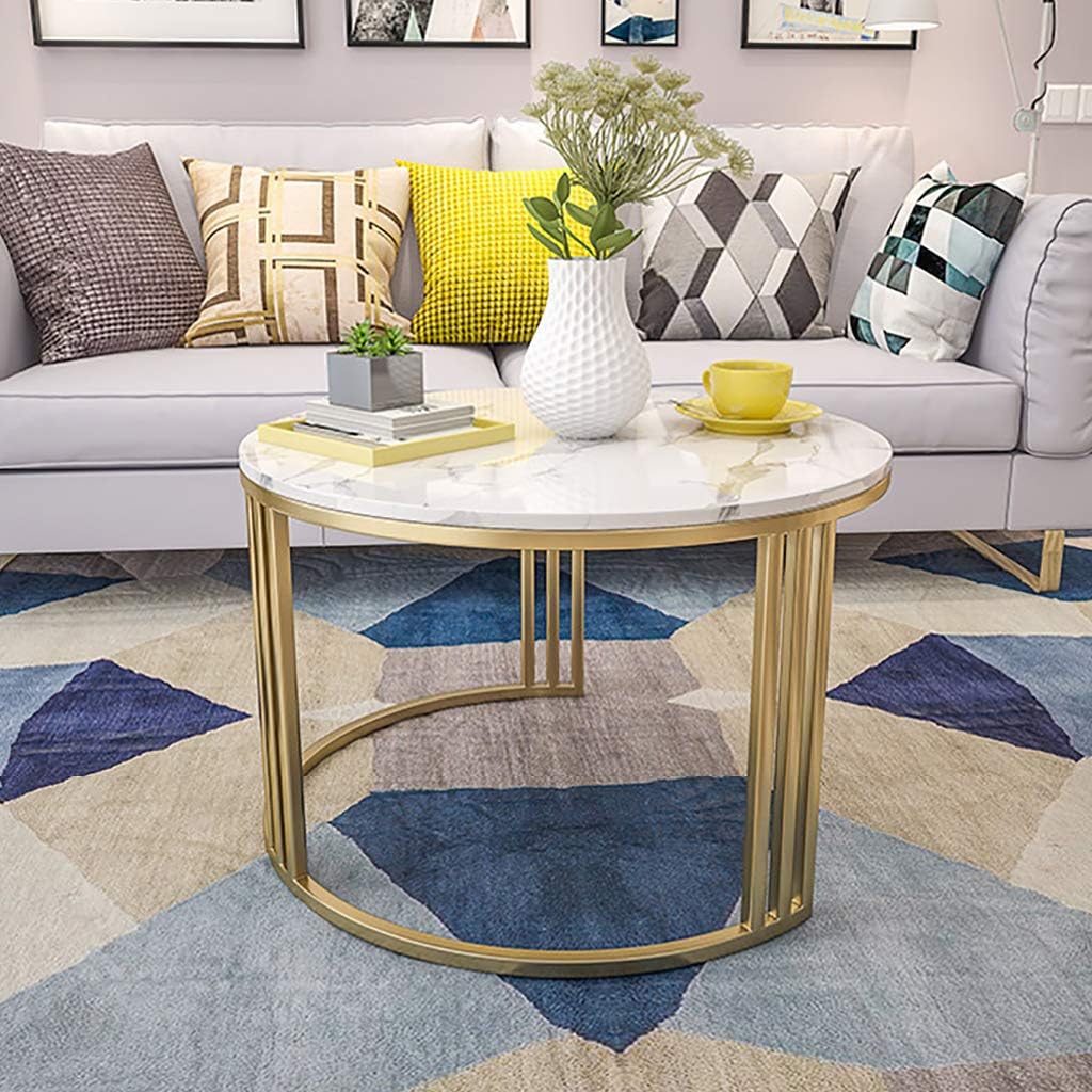 モダンなラウンド サイド テーブル 2 のセット, ゴールドの現代的な