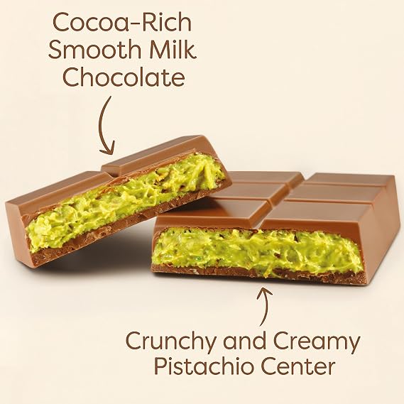 UniqBite Dubai Chocolate Bar Pistachio, 4 PACK, Milk Chocolate Bar with Pistachio Cream and Kataifi (Total 12.68 Oz - 360g)