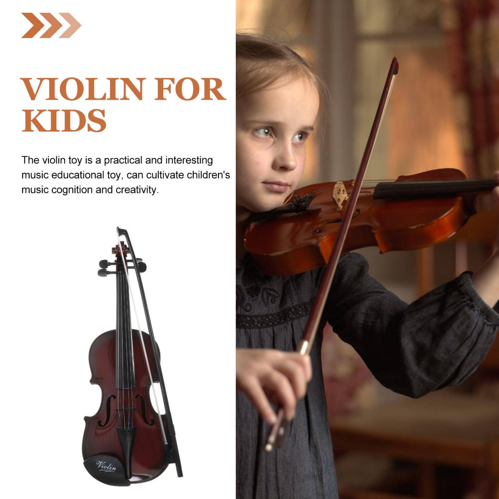 Violino Giocattolo Musicale per Bambini Marrone in Plastico | Forma Mini, Stile Piccolo e Delicato, Regalo per Compleanno, Strumento Educativo in Miniatura