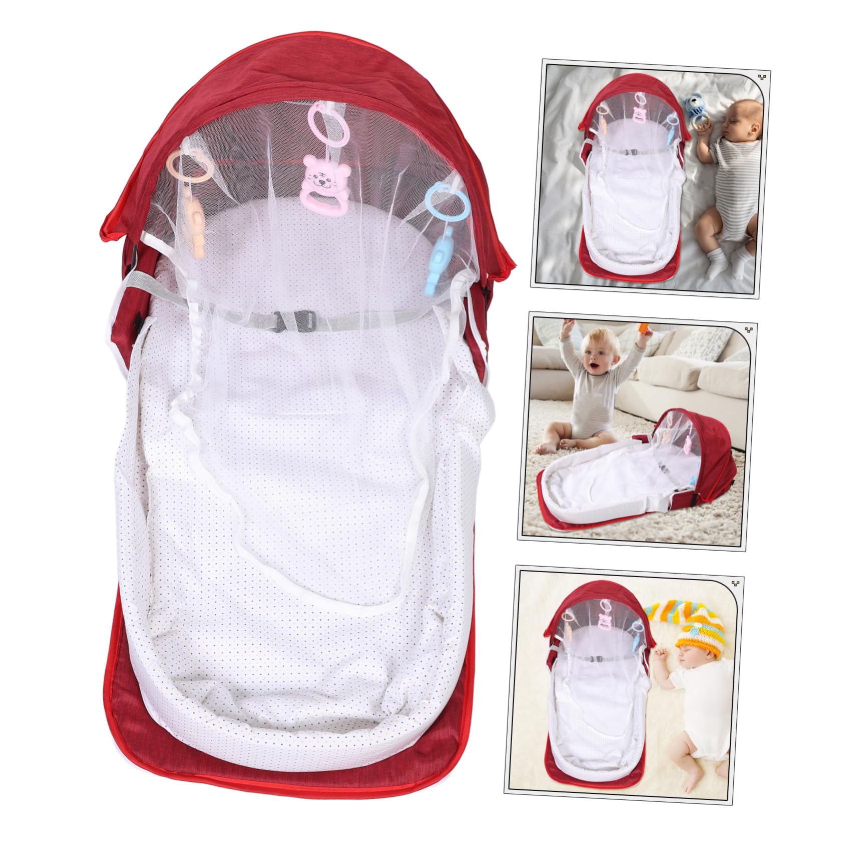 DECHOUS Berceau Pliant Portable pour Bébé avec Moustiquaire et Auvent, Tissu Lin Léger et Coton Pp, Paquet de Transport Inclus, pour Voyager en Plein Air