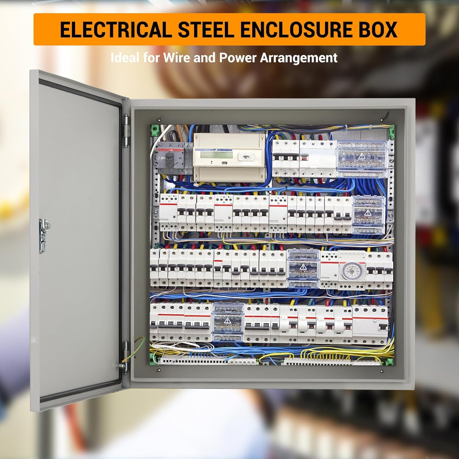 Electrical Junction Box, 16 x16 x 6, Lockable Steel Electric Meter Box with Mounting Plate, NEMA 4X Enclosure, IP66 Waterproof Dustproof, for Indoor & Outdoor Switch Router DIY
