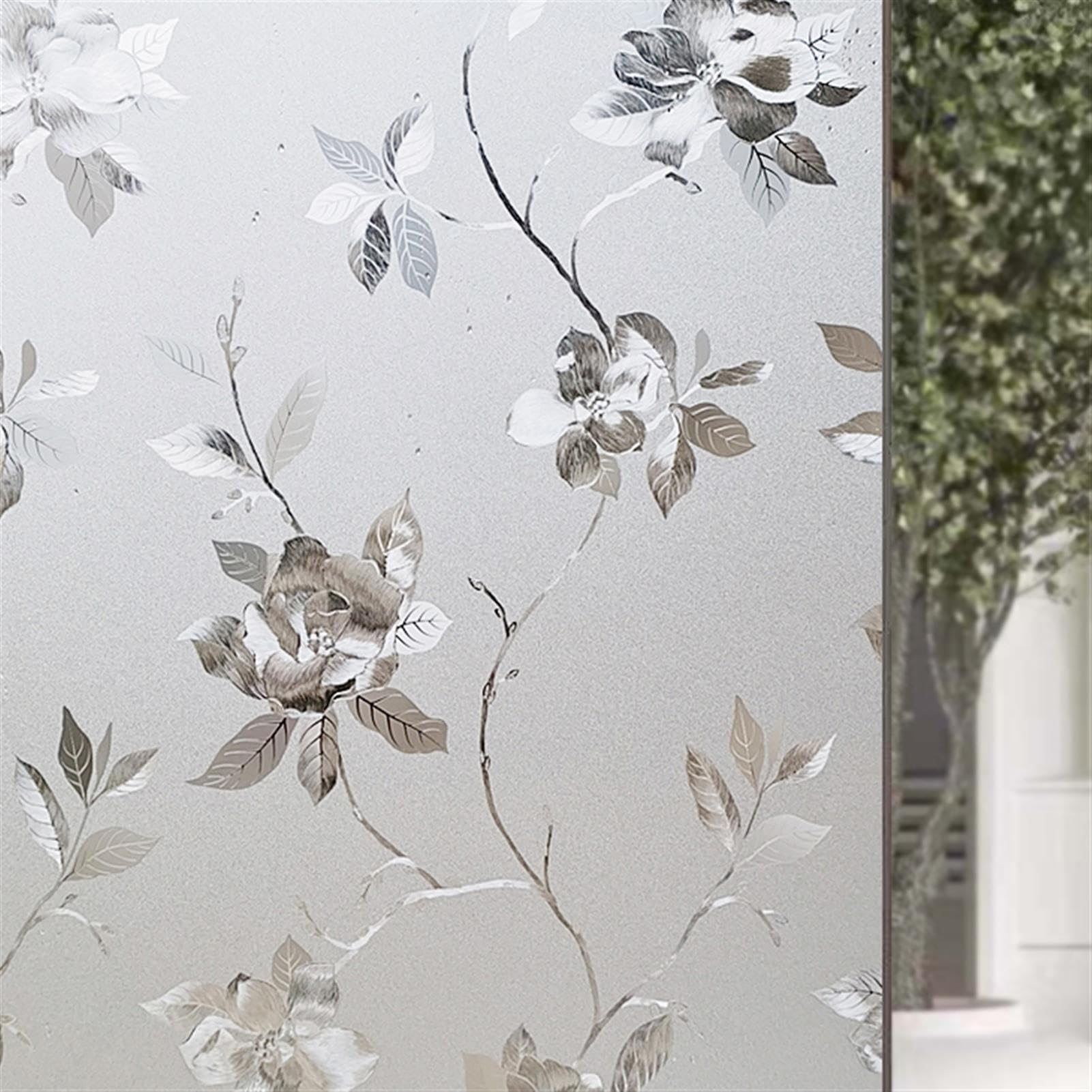 DHAEY Window Privacy Film, Frosted Glass Window Film 50X200cm, UV Blocking No-Glue Removeable Window Clings for Bathroom Bedroom Office,C