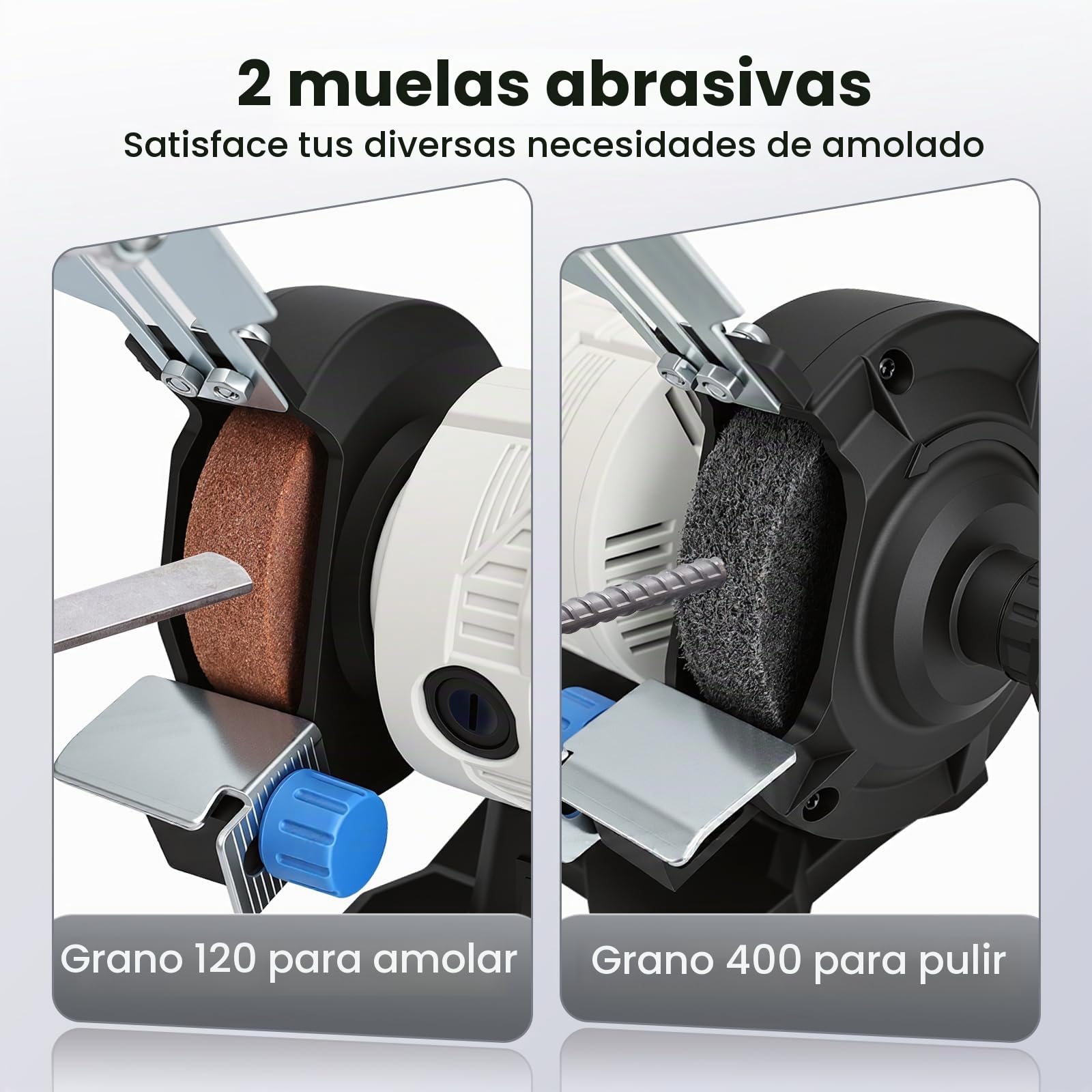 Yofuly Mini Amoladora de Banco 120W con Velocidad Variable, Esmeriladora Doble 11500 RPM, Disco de Pulido y Rectificado de 75 mm, para Metal, Madera, Joyería y Afilado