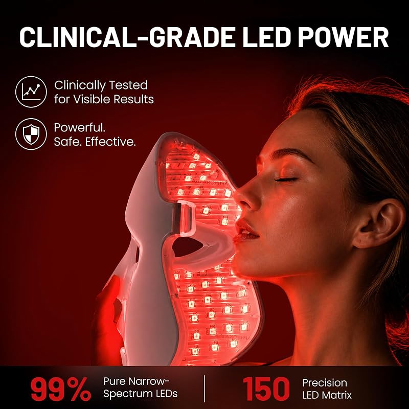 Aphrona® | FDA cleared Moonlight LED Facial Mask Skin Care Mask, LED Light Therapy for face, Red light Blue light for Acne Removal Wrinkle Reduction，450 Powerful LED Chips image 5