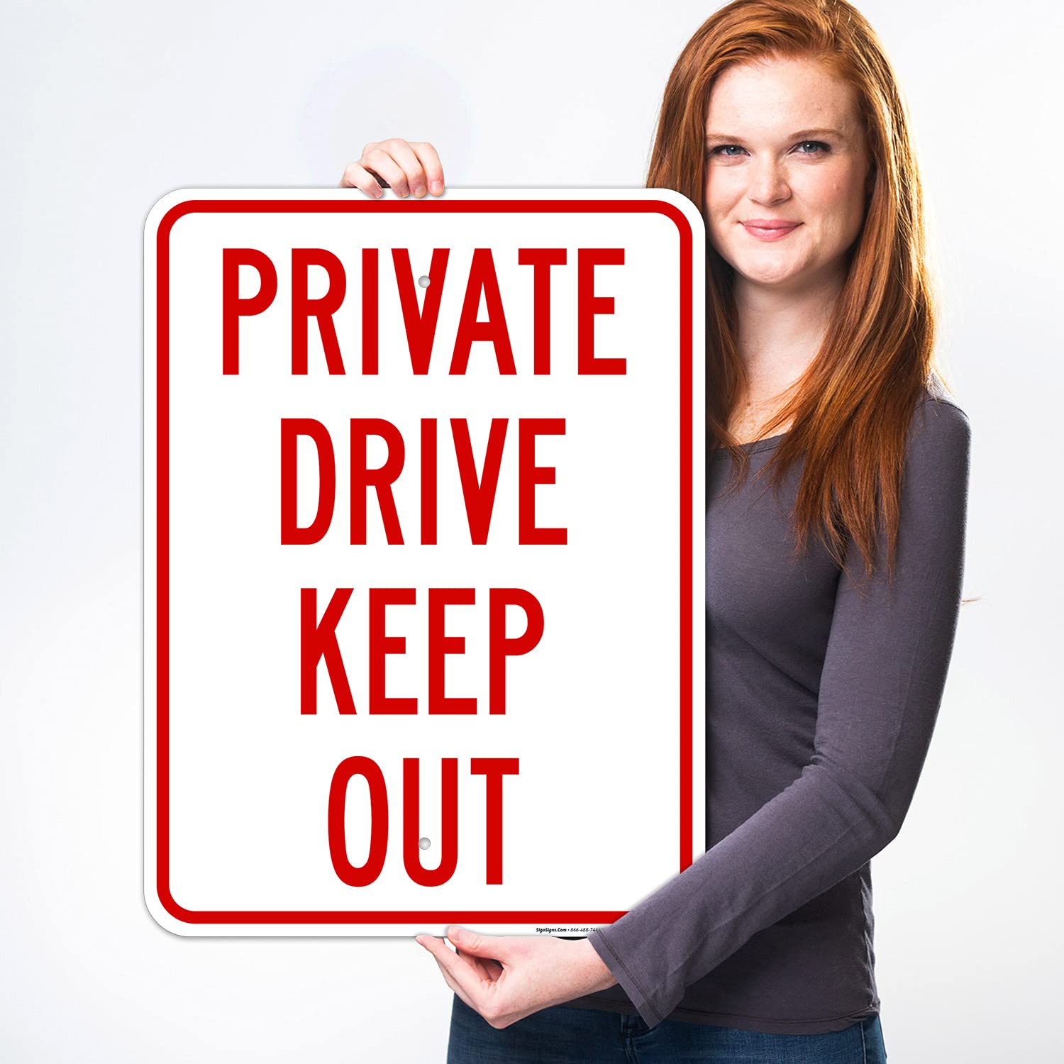 Private Drive Keep Out Sign, 18x24 Inches, Rust Free .063 Aluminum, Fade Resistant, Made in USA