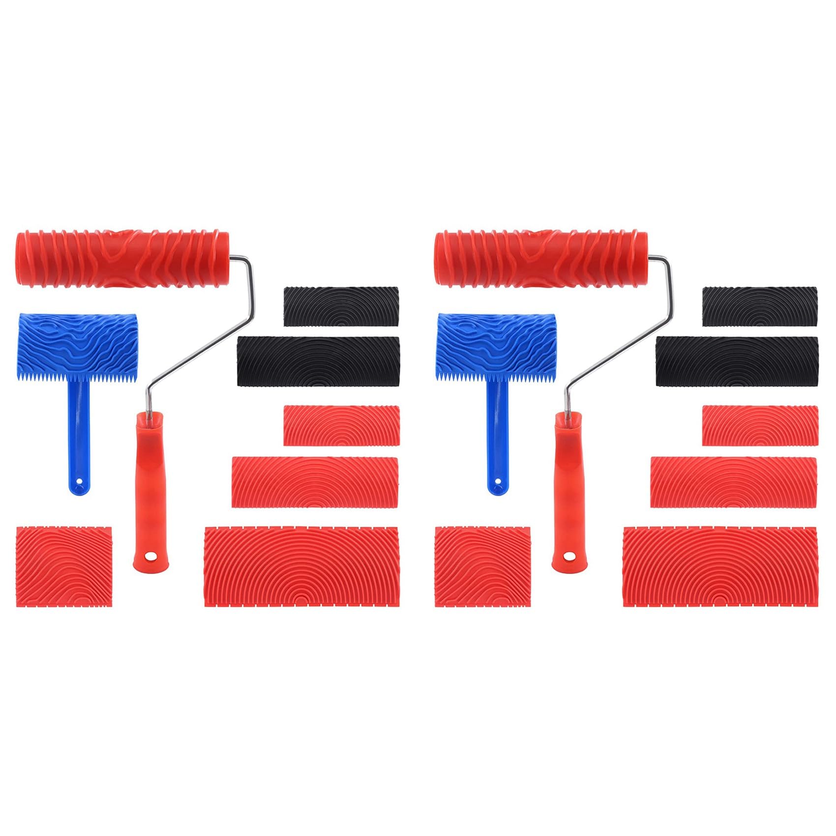Lot de 16 outils de peinture en caoutchouc Empaistic avec rouleau à motif de grain pour décorer soi-même une pièce murale